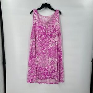 Lilly Pulitzer XL Pink Floral Sleeveless Shift Dress Resort Preppy Summer Cotton
